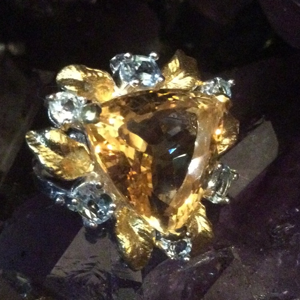 Spectacular Genuine Citrine & Topaz Ring